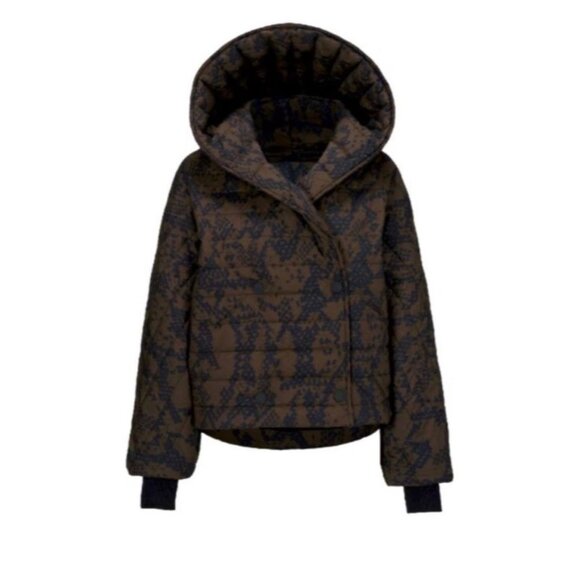 Cabi Snake Print Puffer Jacket #4302 Black Brown L/XL Bomber Gorpcore Snap Front - Picture 1 of 8